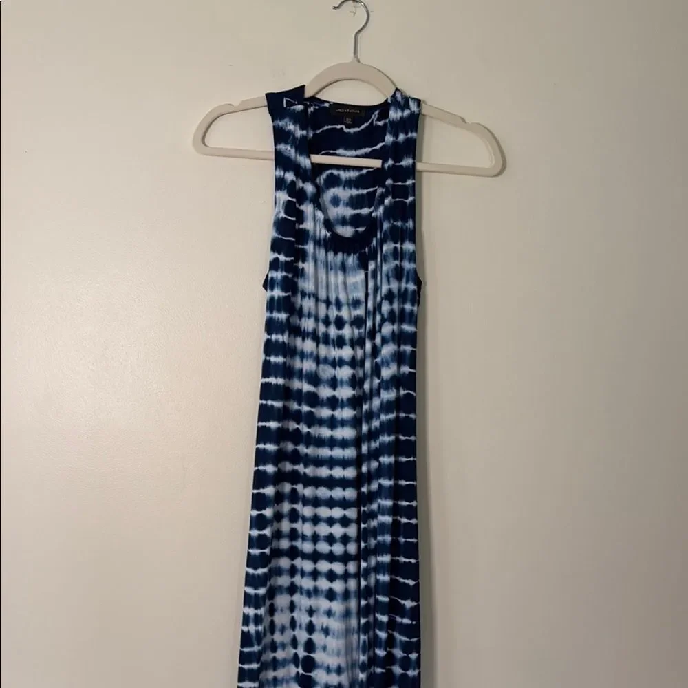 Lord & Taylor Navy and‎ White Tie-Dye maxi dress sleeveless